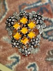 Vintage Dress Clip Cleavage Clip Yellow Gold Rhinestones set in Silver Metal — photo 6