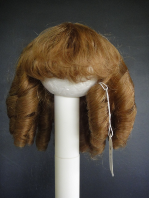 PERRUQUE courte de poupée ancienne en Cheveux naturels 34 cm Doll wig 13.4HC