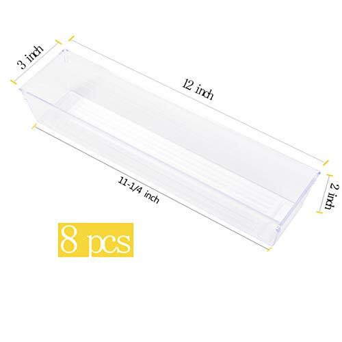 Clear Plastic Drawer Organizer Tray for Vanity 12”×3”×2” Set of