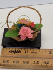 1930s Vintage Flower Basket Celluloid Toy Japan Decorative Miniature