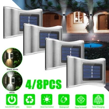 4/8x Solar 6 LED Wall Lights Outdoor Garden Yard Pathway Stairs Step Fence Lamp