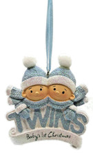 Babys First Christmas Twin Boys Blue Resin Holiday Tree Ornament Midwest CBK
