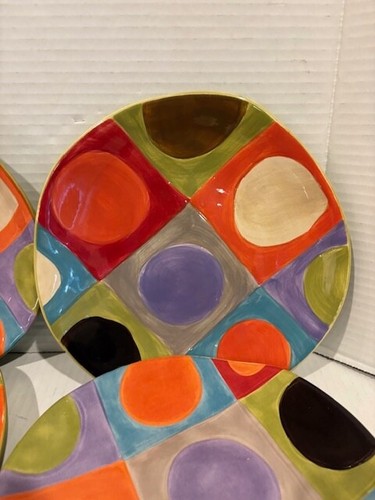 Set Of 5 Pier 1 Imports Urban Dot 8.5" Salad Plates Discontinued Retired - Picture 2 of 6