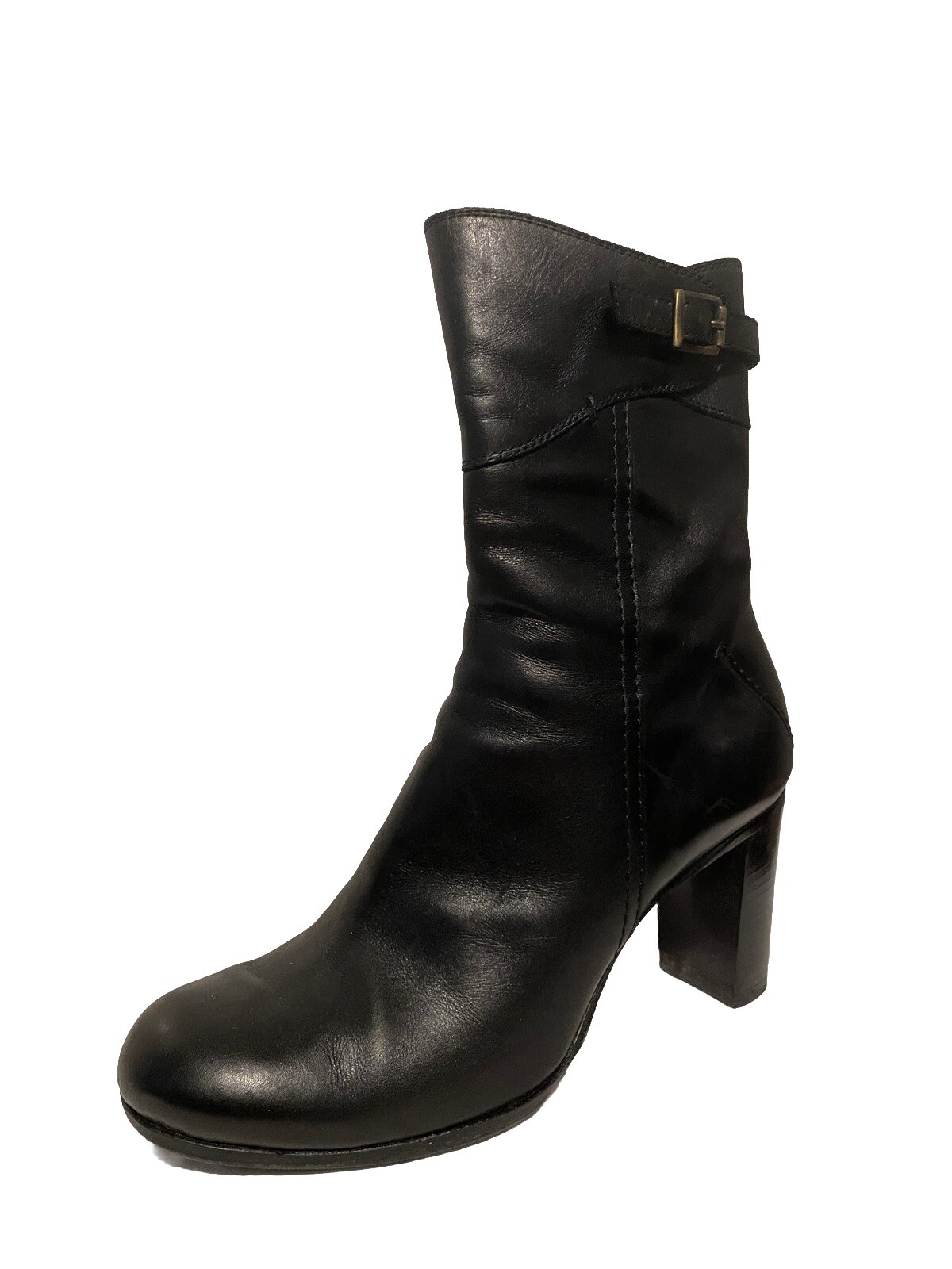 Costume National designer rare ankle boots Black Leather round toe 38.5 US 8 image 3