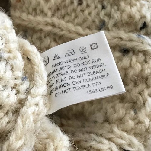 Highland Home Industries 100% Wool Ivory Flecked Cable Knit Sweater Medium - Picture 10 of 10