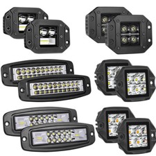 2x347inch Flush Mount Led Light Bar Flood Pods Lights Off Road Tractor 4wd 12v