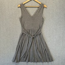 NEW Loft Swing Dress Women's Size XS Gray Black Geometric Sleeveless V-Neck