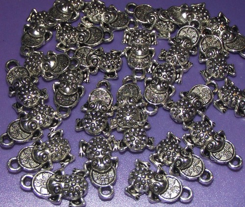 6 Rana con moneta Simbolo di ricchezza e prosperità ARGENTO TIBETANO mm 18x10