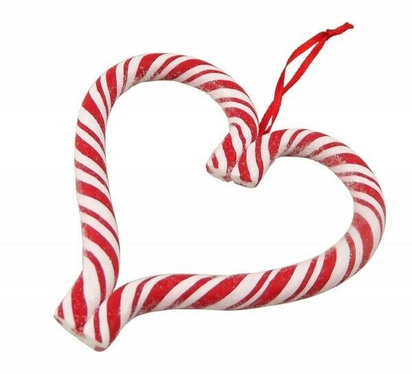 Gisela Graham Candy Cane Christmas Tree Hanging Decoration Heart Ornament