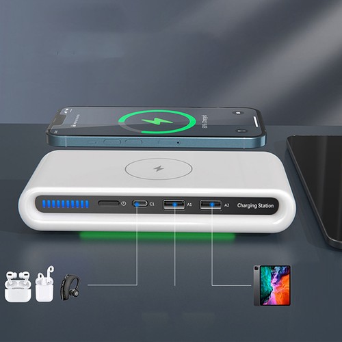 Multi Port Wireless Charger Multi Portable USB Charging Station With Ambient Fit - Picture 11 of 12