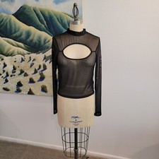 Killstar Goth Crop Top Mesh Cutout Long Sleeve Size Medium Emo Y2K