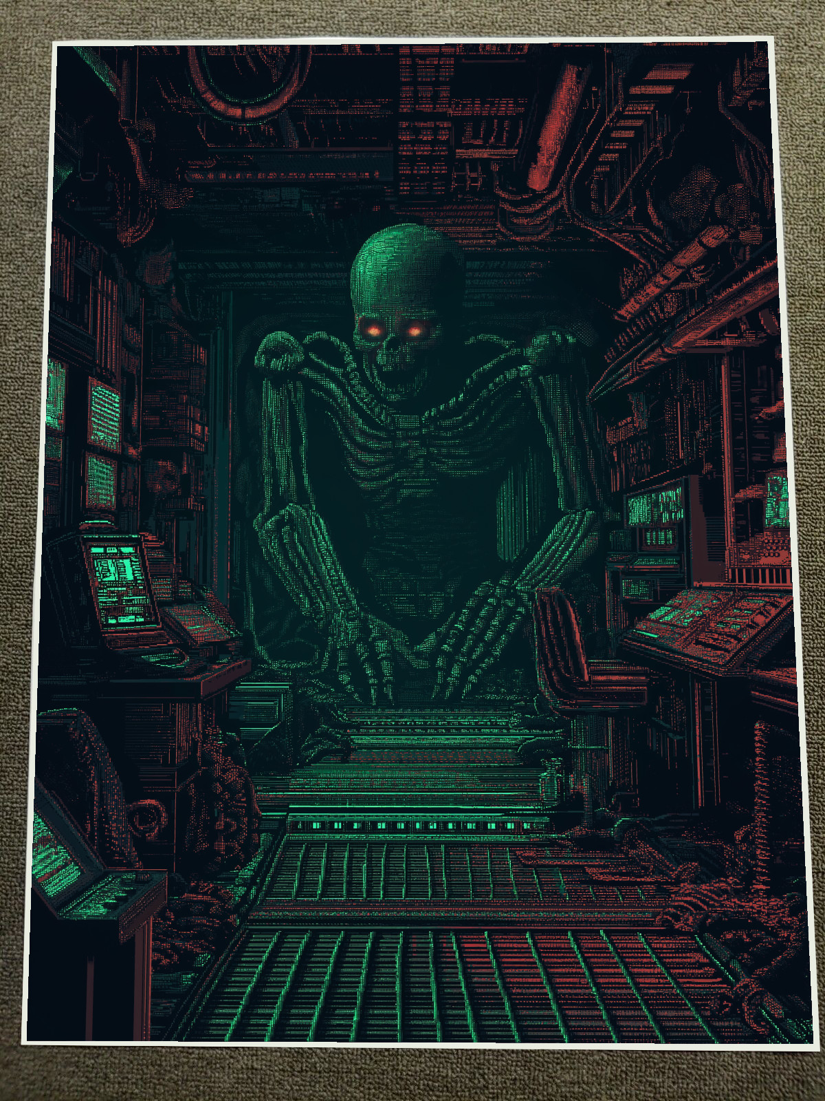 Poster retrò scheletro futuristico 18x24 pollici