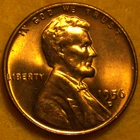 Red Uncirculated 1956-d Lincoln Wheat Cent.