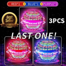 3PCS Flying Orb Ball LED Lights Magic Air UFO Drone Hover 360 Rotating Spinner