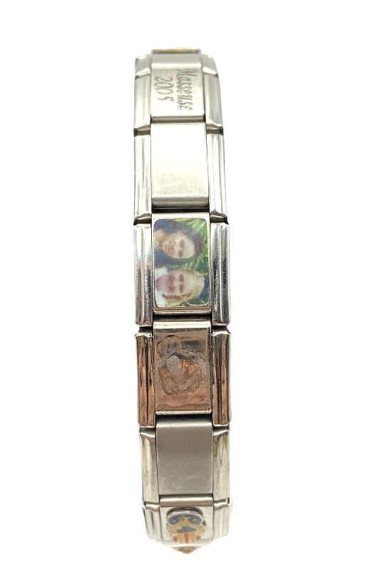 Quiges - Modulo Charm Italiano 9mm Pietra Rosa Zirconia Acciaio Inox Per Bracciale A Maglie - 4