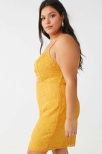 Forever 21 dress Womens Size 3X Casual Lace Cutout Mustard Yellow Fall Bodycon