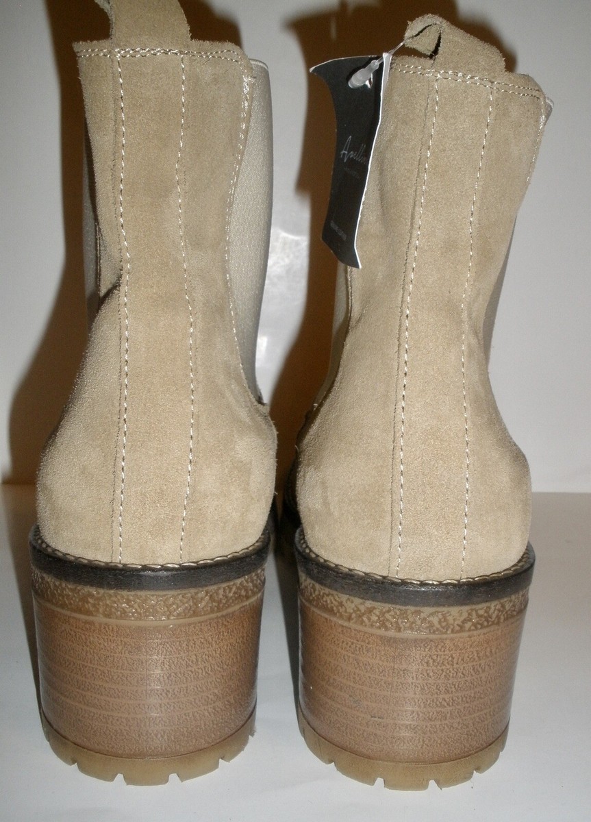 Avellini Tan Sand Suede Chelsea Boots Booties Lug Sole  display picture 1