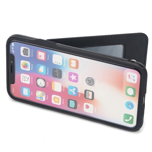Custodia cover porta schede tessere stand BADGE DELUXE pelle pr iPhone X XS 5.8" - Picture 7 of 16