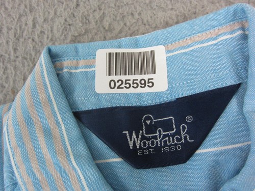 Vintage Woolrich Shirt Adult Large Blue Striped Outdoors Button Up Mens - 第 10/10 張圖片
