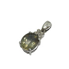 Quartz Pendant Cubic Zirconia 925 Sterling Silver Smokey