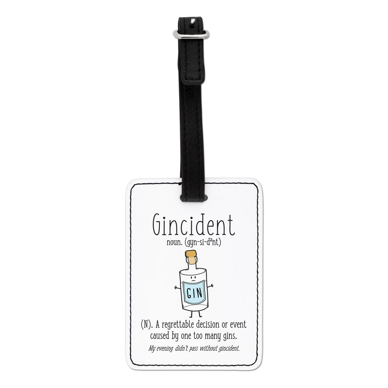 Gincident Definition Visual Luggage Tag Suitcase Bag - Funny Gin Lover Joke