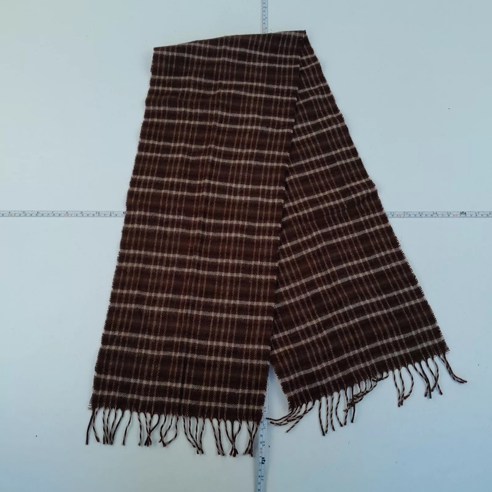 CHRISTIAN DIOR écharpe marron tricot carreaux 100% laine d'agneau vintage