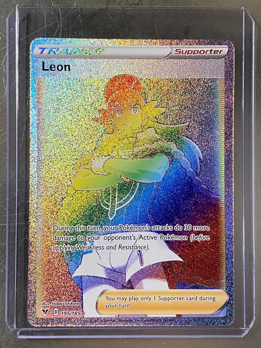rainbow leon pokemon card price Leon 195/185 Secret Rare Rainbow Hyper Pokemon TCG Vivid Voltage Near Mint