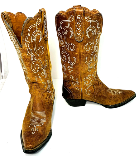 Justin Cowgirl Boots L2703 / Womens / Size 8B Tan Puma Leather - Picture 7 of 11