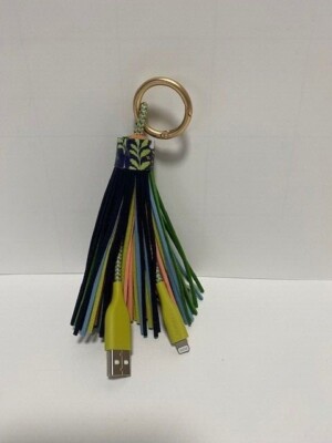 BRAND NEW Heyday keyring iPhone iPad charger, multi color tassel 