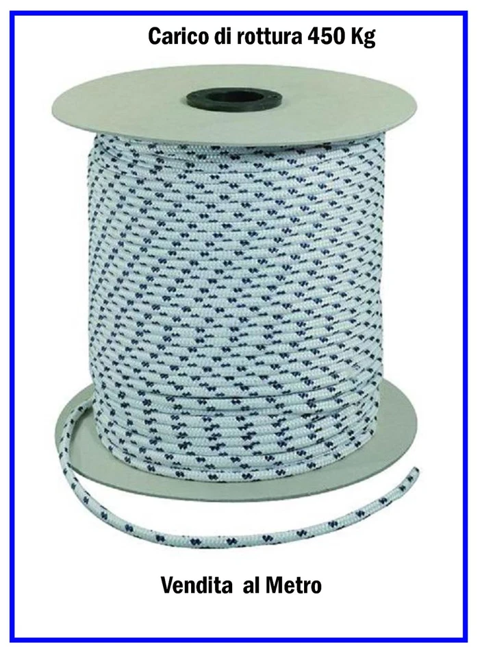 Fune Corda Rigida  in Nylon Cima da  Nautica per Teli Teloni Treccia da Ø 6mm - Immagine 2 di 2