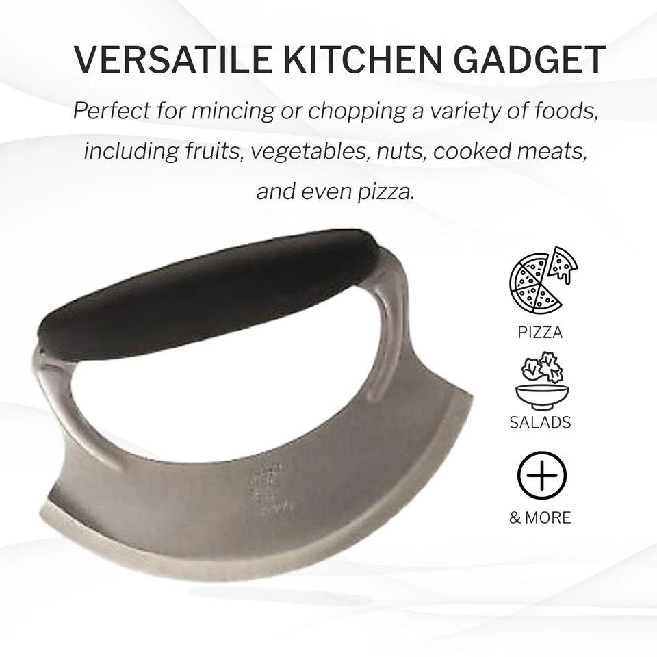 Amco Mezzaluna Acero Inoxidable con Mango de Silicona Antideslizante Plateado Foto 2 de 4