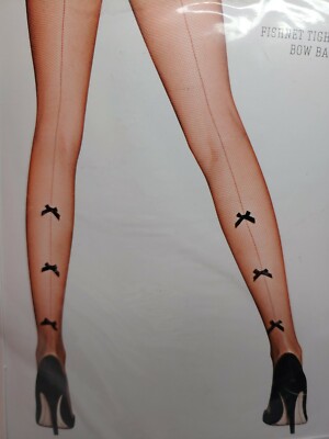 Alice & Olivia Pretty Polly Fishnet Tights With Bow Backseam Nude One Size Italy
