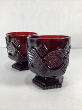 Set Of 2~Vintage AVON Ruby Red Cape Cod Foote...