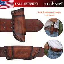 TOURBON Pocket Folding Knife Sheath 4" Fixed Blade Belt Holster Cover Camping