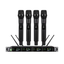 Wireless Microphone System, Quad Channel Wireless Mic, w/ 4x50 UHF Frequencie...