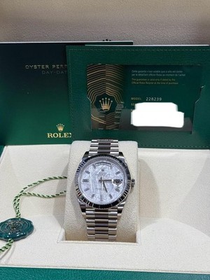 Rolex Day-Date 228239 White Gold 40mm Meteorite, Diamond-Set Dial Complete Set