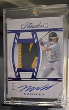 Panini 2024 Flawless Myles Naylor MN Athletics (Sapphire, /15, RC, Auto, Patch)