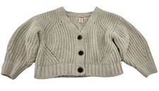 Cat  Jack Baby Girl Beige Silver Sparkle Button Up Cable Knit Cardigan 18M