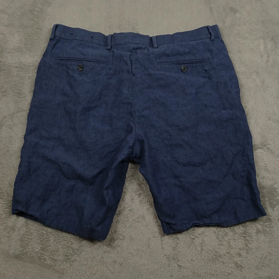 Pantalones Cortos Saks Fifth Avenue Para Hombres 36 Azul Lino Chino Bolsillos Preppy Informales Foto 4 de 4