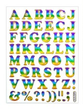 A-Z Stickers 12 Sheets Colorful Alphabet Letters Self-Adhesive Gold,colorful