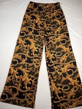 Zara Pants Baroque Chain Print Ribbed Wide Leg Knit Boho “Versace Look-Alike” Sm