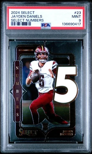 136690417 Jayden Daniels 2024 Panini Select #23 Numbers Rookie RC PSA 9