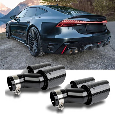 2.5'' Carbon Endrohre Duplex Auspuffblende Für AUDI A7 Sportback S7 C8 4K S Line 