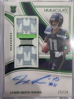 2023 Immaculate Jaxon Smith-Njigba IMMACULATE RPA EMERALD /18 AUTO PATCH #17