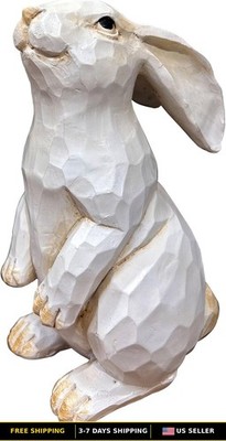 Standing White Rabbit Figure for Easter and Spring Farmhouse Decor