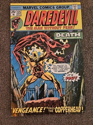 1975 Daredevil #125 Marvel Comic Book Death Copperhead Vengeance Superhero RARE!