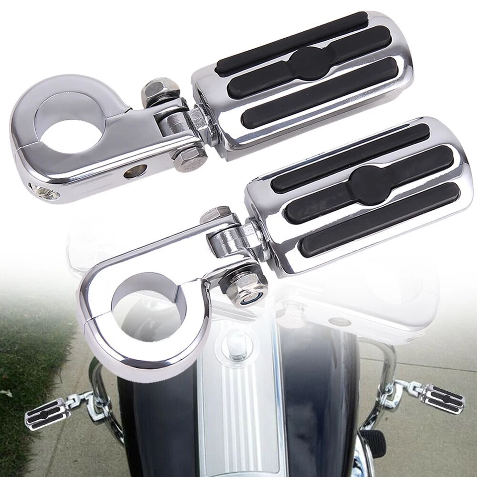 1-1/4" 1.25" Motorcycle Highway Crash Bar Foot Pegs Fit For Harley Touring Foto 4 de 4