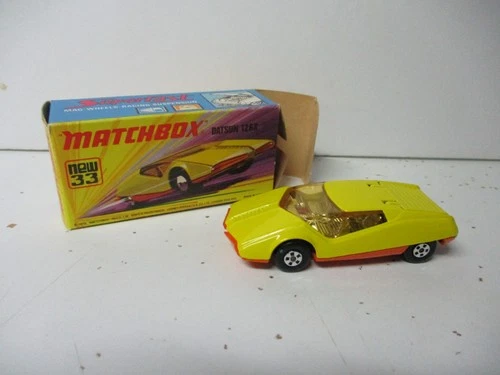 Matchbox Lesney Superfast SF33 Datsun 126X- base ribs, LIGHT AMBER window, boxed