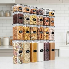 Clear Airtight Storage Containers Set - 24 PCS with Labels for Food Organization