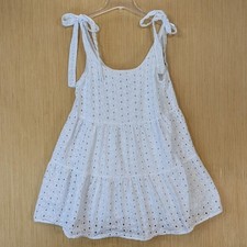 ASOS Cottage Feminine Dainty Eyelet Tiered Mini Dress 6 Cotton Sundress White